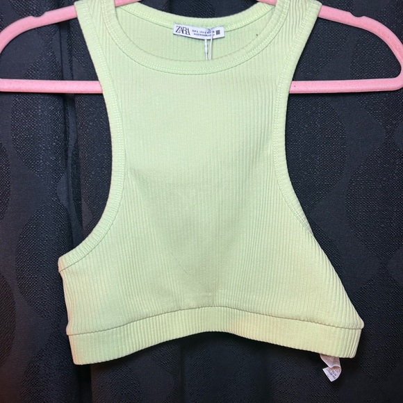 Zara Neon Green Crop Top Size L - Picture 1 of 6